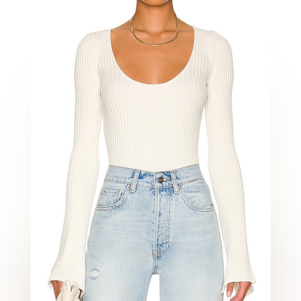 Annie Bing Elegant Cream Ribbed Women's Top | Size: XS